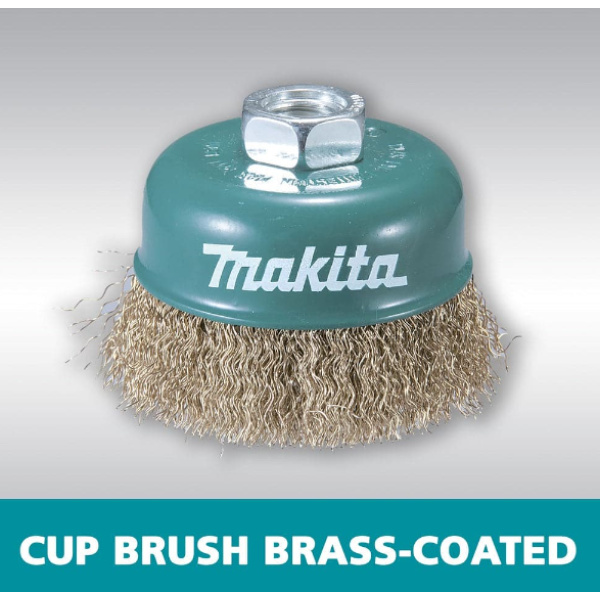 Makita D-55354 75mm x M14 Brass Coated Crimped Cup Wire Wheel Brush
